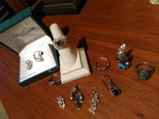 Vintage Sterling Silver Jewelry,  Rings,  Earrings,