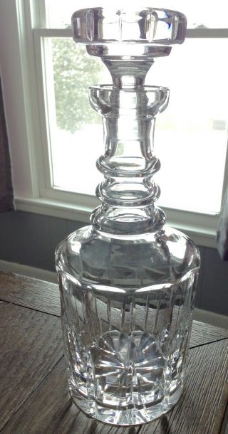 Large Vintage Cut Glass Crystal Decanter With 3 Neck Rings Complete With Stopper