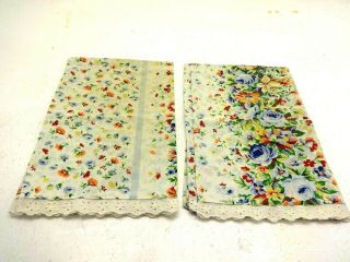 Vintage Hand Made Lace Trim Pillowcases Set Of 2 King Size 20 " X 31 "