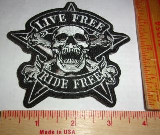 Vintage Skull & Crossbones Patch " Live " Collectible Old Biker Star Emblem