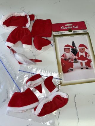 Vtg Fibre Craft Campbell Soup Kids Santa & Mrs Claus Christmas Outfits Kit 1995