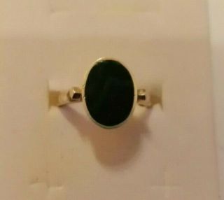 Vintage Sterling Silver And Malachite Ring Size N/o