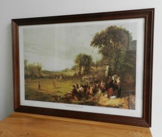 Vintage Framed Cricket Print - Village Cricket 1855 After John Ritchie
