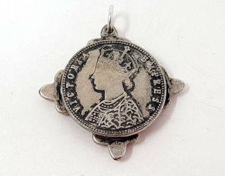 Vintage Sterling Silver 925 Victorian Coin Cross Pendant