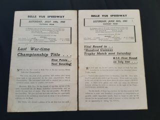 Vintage Belle Vue Speedway 1945 Victory Year Programmes