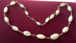 Vintage Art Deco Mother Of Pearl / Rolled Gold Necklace C1930 