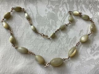 Vintage Art Deco Mother Of pearl / Rolled Gold Necklace c1930 ' s 2