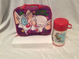 Vintage 1996 Pinky And The Brain Soft Lunch Box W/ Thermos