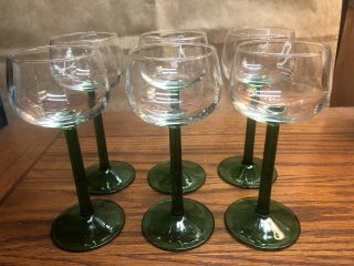 Vintage Luminarc Emerald Green Set Of 6 Tall Stem Wine Glasses J.  G.  Durand 5 Oz