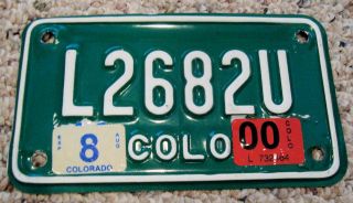 Colorado Motorcycle License Plate Embossed Aluminum L2682u Expired Aug 2000