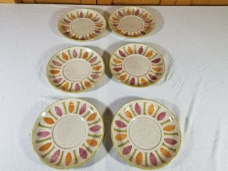 Vintage Red Wing Pepe Mid Century Modern Set Of 6 Cup Saucers 6 Inch Plate