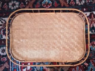 Set Of 9 Vintage Bamboo Woven Rattan Wicker Serving Trays 19 X 13
