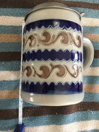 Vtg Goebel Merkelbach Salzglasur Stoneware Stein Mug Glazed Blue Brown W Germany