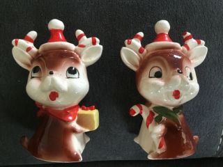 Vintage Japan Reindeer Salt & Pepper Shakers Christmas Decor