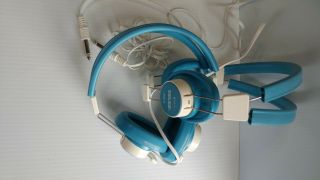 Vintage Telex 610 Mono Headphones 1/4 " Plug Blue Head Phones Ham Radio
