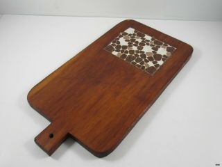 Vintage German Style Solid Wood Cutting Board With Tile Trivet Insert