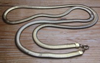 Chunky Vintage Gold Tone Smooth Snake Chain Necklace/retro 80’s/long/signed/80’s