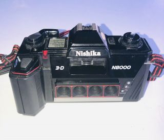 Vintage Nishika N8000 35mm 3 - D Camera With Handbook User Guide,  Case Vgc