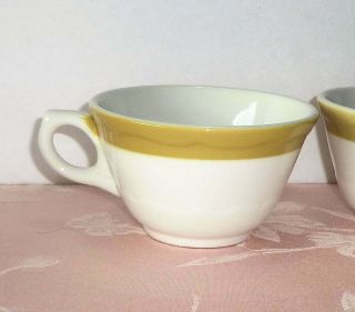 Vintage Syracuse China Restaurant Ware Diner 3 Cups Mustard Yellow Band Winthrop 2