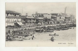Port Said The Quay Egypt Vintage Postcard Us021