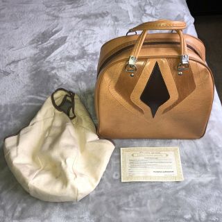 Vintage Brunswick Bowling Ball Bag Brown Tan Beige With Wire Rack Case