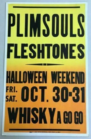 Plimsouls & Fleshtones Vintage 1981 Colby Concert Poster/print Whisky A Go Go Nm
