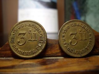 Vintage 2 Apothecary Pharmacy H Troemner Coin Weights Drachms 2 Drachms