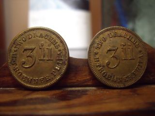Vintage 2 Apothecary Pharmacy H Troemner Coin Weights Drachms 2 Drachms 2