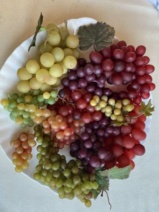 Set Of 12 Vintage Plastic Grape Bunches Various Colors And Sizes Crafts