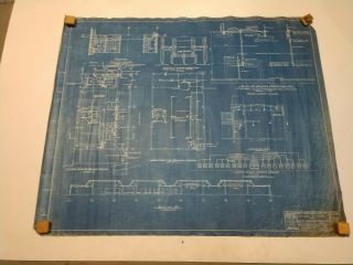Reclaimed Vintage Cloth Blueprint Drawing,  Rca 1939 Addition To Plant,  Toilets