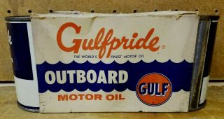 Vintage 3 Pack Of One Half Pint Gulf Gulfpride Outboard Motor Oil Cans Nos