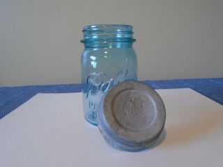 Vintage One Pint Blue Ball Perfect Mason Jar With Zinc Lid