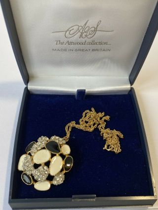 Vintage Jewellery Attwood & Sawyer (a&s) Enamel Pendant Necklace