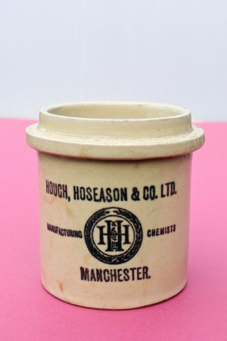 Vintage C1900s Hough Hoseason & Co Manchester Stoneware Chemist Jar Or Pot