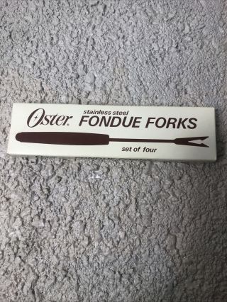 Vintage Stainless Steel Oster Fondue Forks Color Coded Tips Set Of 4