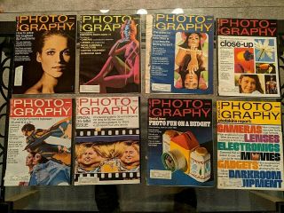 8 Vintage Popular Photography Magazines 1970 - 71