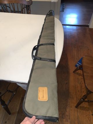 Browning Vintage Gun Case 53” Green Usa Canvas Leather 921556 Hunting Bag