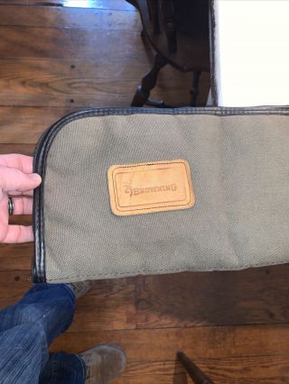 BROWNING Vintage Gun Case 53” Green USA Canvas Leather 921556 Hunting Bag 2