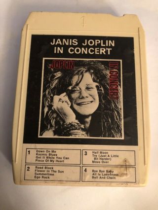 Uk 8 Track Tape 70’s Janis Joplin In Concert 1972 Vintage