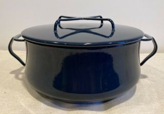 Vtg Dansk Kobenstyle Enamel 3 Qt Dutch Oven Pot Denmark,  Dark Blue