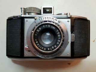 Vintage Agfa Karat 3.  5 German Folding 35mm Camera Solinar Lens Pre - War 1938 - EX 2
