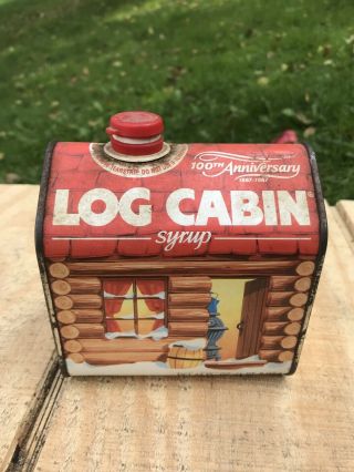 Vintage Log Cabin Syrup Tin Can 100th Anniversary 1887 - 1987 Advertising
