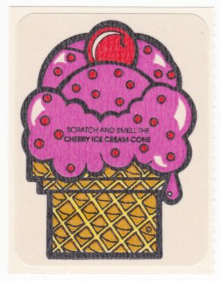 Vintage Mello Smello Scratch & Sniff Smell Stickers Cherry Ice Cream Variation