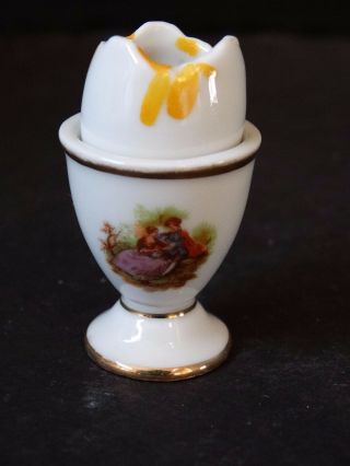 Limoges France Vintage Set Of 2 Egg Cup And Egg Miniatures