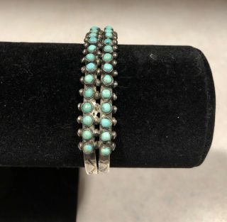 Navajo Sterling Silver Cuff Bracelet W/ Turquoise - No Monogram - Vintage