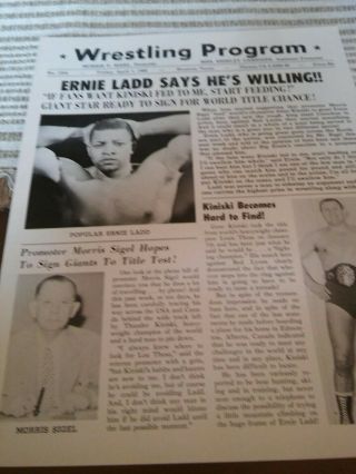 Exc Kinsiki Nwa Vintage Wrestling Program 1966 Ladd Vs Destroyer Lyon Wwwf Ox