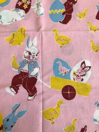 Vintage Novelty Org Cotton Feed Flour Sack Bag - Easter Bunnies - Rabbits - Chicks - Egg