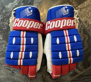 Vintage Cooper Ts Pro 15 " Hockey Gloves Red White Blue Usa Canadiens Good Shape