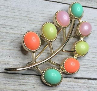Vintage Signed SARAH COVENTRY Multi - Color Leaf Brooch Pin Jewelry Accessory 3