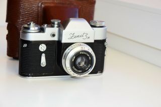 Vintage Old Zenit - 3m Export Soviet Slr Film Camera W/s Lens " Industar - 50 " Exc